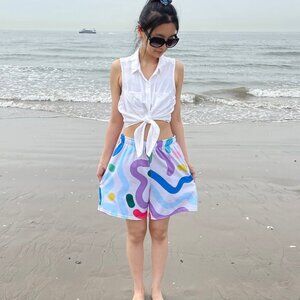 White Wavy Baby Short- Swim or Casual Wear